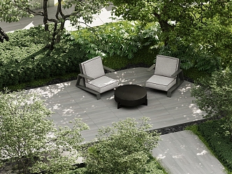 Modern Outdoor Chair Outdoor Table and Chair Landscape Soft Armchair 3d model