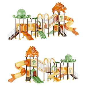 Modern slide children slide play equipment 3d model