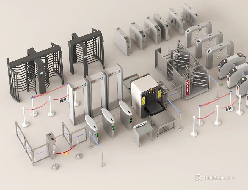 Public Facilities Security Equipment Including Turnstiles Security Gates And Access Control Devices 3d model 
