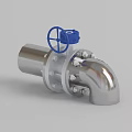 Industrial Stainless Steel Valve With Blue Handwheel And Flange Bolts