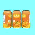 Yellow Canned Mango Juice With Mango Patterns On Light Blue Background 3d model