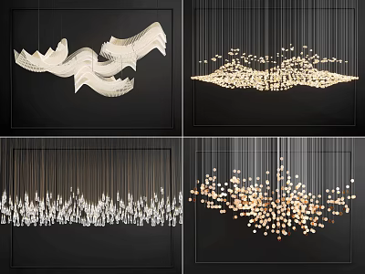 Modern Chandelier Designs In Different Styles Featuring Artistic Shapes Crystal Metal And Warm Light 3d model