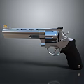 Shiny Silver Metal Revolver With Black Grip And Detailed Cylinder Display Design