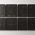 Black Double Doors With Gold Decorative Lines And Modern Elegant Design Patterns