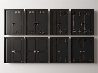 New Chinese style door 3d model