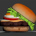 Delicious Hamburger With Fried Egg Lettuce Red Bell Pepper Cheese And Patty