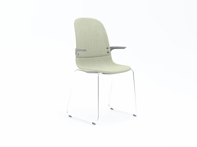 Ergonomic Light Green Fabric Office Chair with Padded Armrests and Metal Legs Modern Design 3d model
