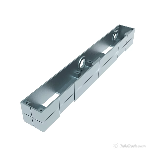 Durable Metal Mechanical Bracket Long Rectangular Design With Holes And Sections 3d model 