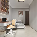 Kids Room Interior Design With Bunk Bed Desk Chair And Bookshelf Natural Light From Window