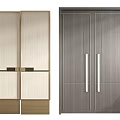 Light And Dark Wooden Sliding Doors With Metal Handles And Cabinet Design