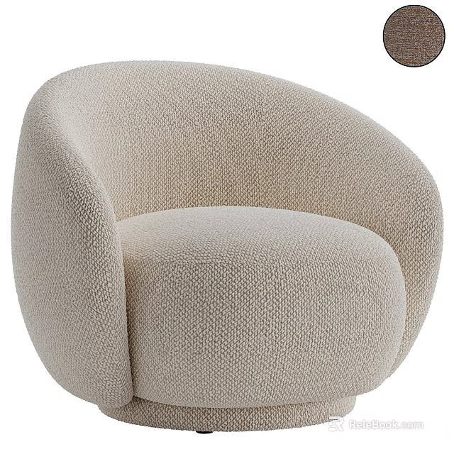 Comfortable Beige Single Sofa With Textured Fabric And Modern Rounded Design 3d model 