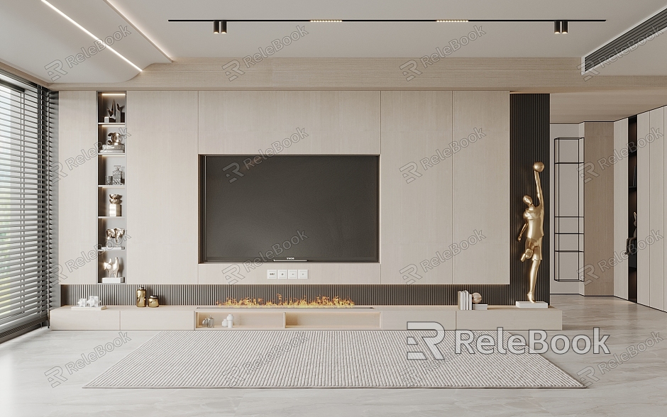 Modern TV background wall model