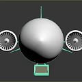 Cartoon Style Airship Model Featuring White Body Turquoise Stripes Propellers and Tail Wings