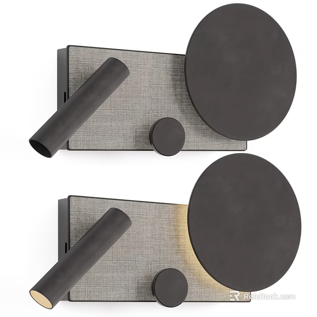 Modern Wall Lamp Design With Black Circular And Rectangular Metal Fabric Elements 3d model