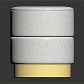 Modern White Round Upholstered Stool with Two Tiered Design and Yellow Base