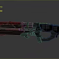 Futuristic Sci Fi Weapon With Black Body Green Glowing Parts Detailed Structure And Energy Features