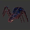 Detailed Blue Spider 3D Model With Glowing Eyes And Spiked Legs