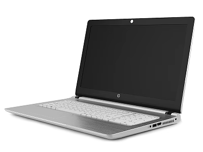 HP Silver Laptop With Sleek Design Black Screen And Keyboard Ports 3d model