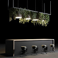 Modern Bar Chair Combination Home Bar Plant Bar Stool Green Plant Bar Ceiling Chandelier Plant Ceiling Chandelier 3d model