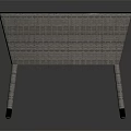Modern Rattan Side Table With Gray Textured Surface And Slim Metal Legs