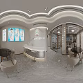 Modern Congming Dental Clinic Waiting Area With Tables Chairs And Wall Posters