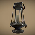 Vintage Metal Frame Candle Lantern With Handle And Decorative Base Design