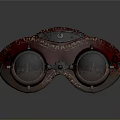 Vintage Red And Black Goggles With Leather Strap And Round Lenses