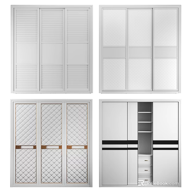 Modern Wardrobe Sliding Door Designs With Various Panel Styles And Storage Features 3d model