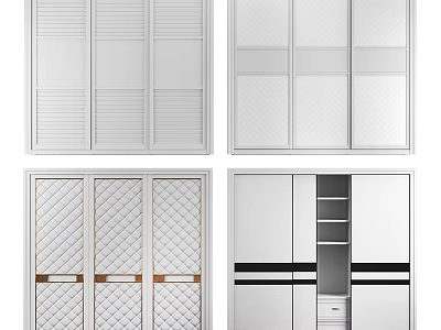 Modern Wardrobe Sliding Door Designs With Various Panel Styles And Storage Features 3d model