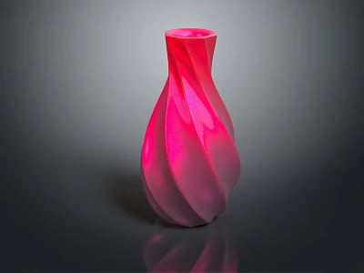 Red Twisted Ceramic Vase With Shiny Reflective Surface For Home Interior Decor 3d model
