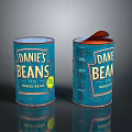 Danie's Baked Beans Canned Food Two Cans One Open Showing Beans Inside