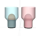 Modern Transparent Table Lamps with Light Blue Pink Shades Yellow White Lights Black Red Bases