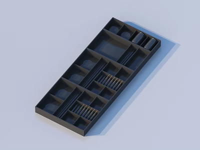 Black Multi Compartment Organizer for Daily Essentials and Small Items Storage 3d model
