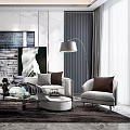Elegant Modern Living Room Interior Design With Sofa Coffee Table And Artwork 3d model