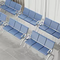 Public Waiting Area Seating With Blue Chairs And Metal Frame Design