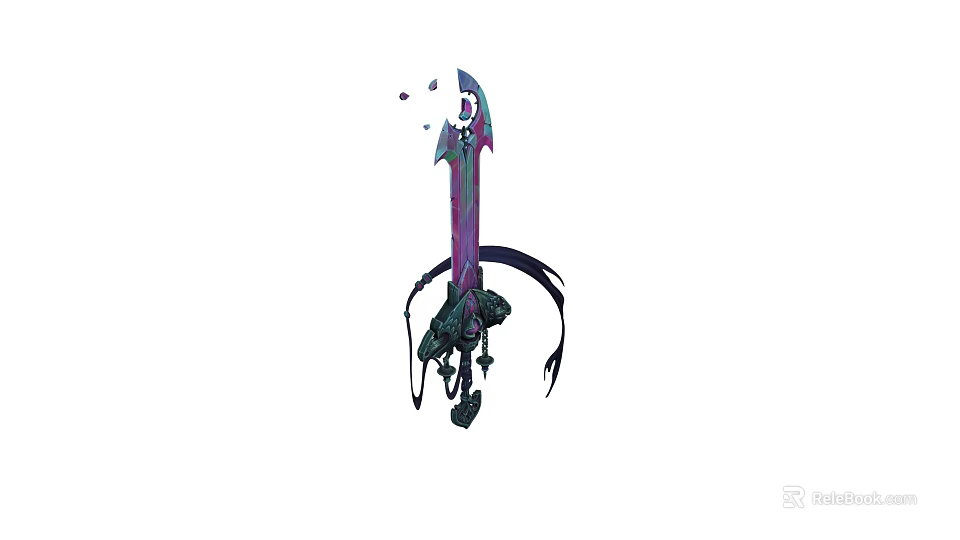 Mythical Purple Blade Sword With Dragon Hilt And Black Decorative Elements 3d model 