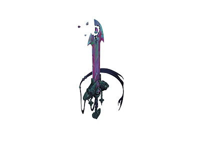 Mythical Purple Blade Sword With Dragon Hilt And Black Decorative Elements 3d model