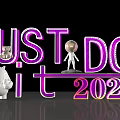 Just Do It 2022 Purple Letters With White Hippo And Robot Toys
