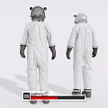 Two Men Wearing White Spacesuits Standing In Full Back View 3d model