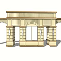 Classical Entrance Gate Design With Arched Doorway Columns And Circular Windows