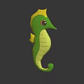 Cute Green Seahorse Doll With Yellow Fins Purple Eyes And Yellow Stripes