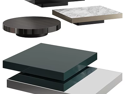 Modern Coffee Tables With Round Square Shapes And Marble Wood Black Green Finishes 3d model