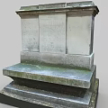 Weathered Stone Monument Structure With Engraved Panels Step Base And Solid Construction 3d model