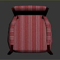 Comfortable Classic Armchair With Red And White Striped Fabric And Wooden Legs