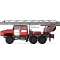Red Off Road Fire Rescue Utility Vehicle With Extended Ladder And Equipment