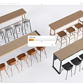 Modern Bar Table and Chair Dining Table and Chair Bar Stool 3d model