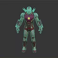 Iron Man Action Figure With Red And Gold Armor And Shoulder Weapons