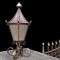 Elegant Iron Partition Design With Decorative Elements Heart Shaped Motifs Stone Pillars And Lamp Posts