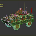 Wheeled Armored Military Vehicle With Camouflage Paint And Roof Mounted Antennas