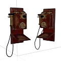 Vintage Style Digital Wall Phones Featuring Wooden Frame Rotary Dial And Classic Handset Design